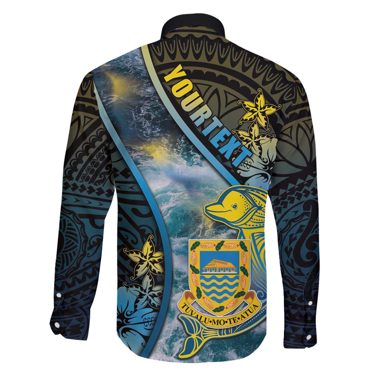 Personalised Tuvalu Family Matching Off The Shoulder Long Sleeve Dress and Hawaiian Shirt Dolphin On The Waves