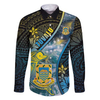 Personalised Tuvalu Family Matching Off Shoulder Short Dress and Hawaiian Shirt Dolphin On The Waves