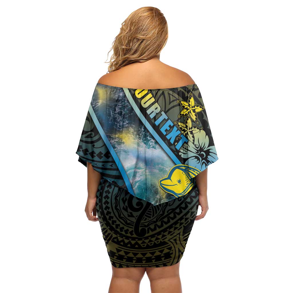 Personalised Tuvalu Family Matching Off Shoulder Short Dress and Hawaiian Shirt Dolphin On The Waves