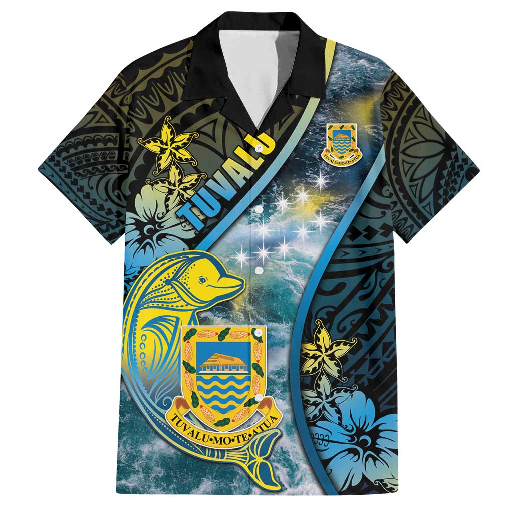 Personalised Tuvalu Family Matching Tank Maxi Dress and Hawaiian Shirt Dolphin On The Waves