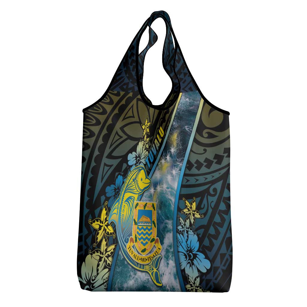 Tuvalu Grocery Bag Dolphin On The Waves