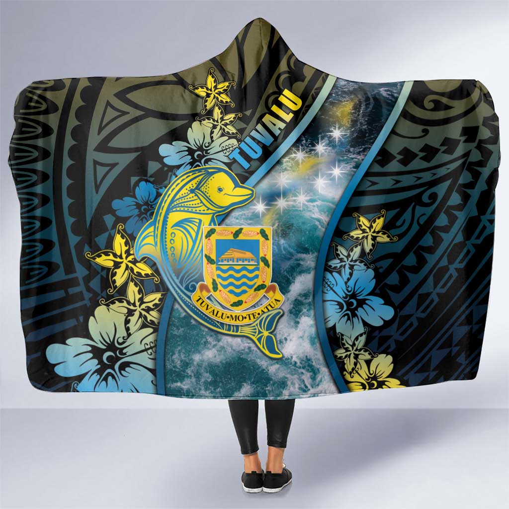 Tuvalu Hooded Blanket Dolphin On The Waves