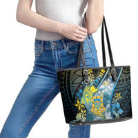 Tuvalu Leather Tote Bag Dolphin On The Waves