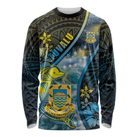 Personalised Tuvalu Long Sleeve Shirt Dolphin On The Waves
