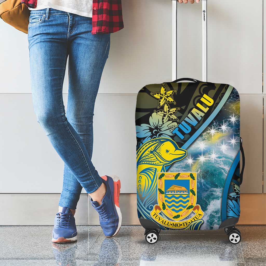 Tuvalu Luggage Cover Dolphin On The Waves