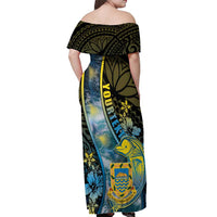 Personalised Tuvalu Off Shoulder Maxi Dress Dolphin On The Waves