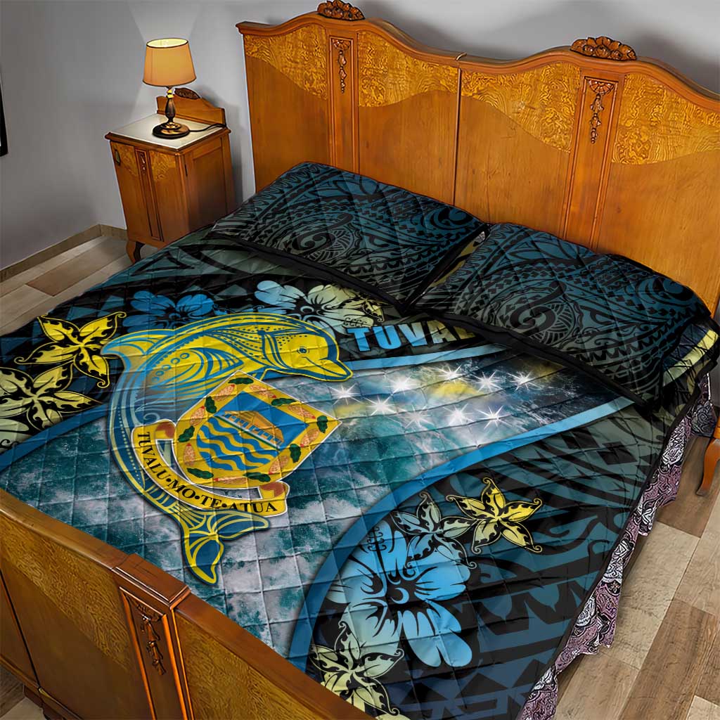 Tuvalu Quilt Bed Set Dolphin On The Waves