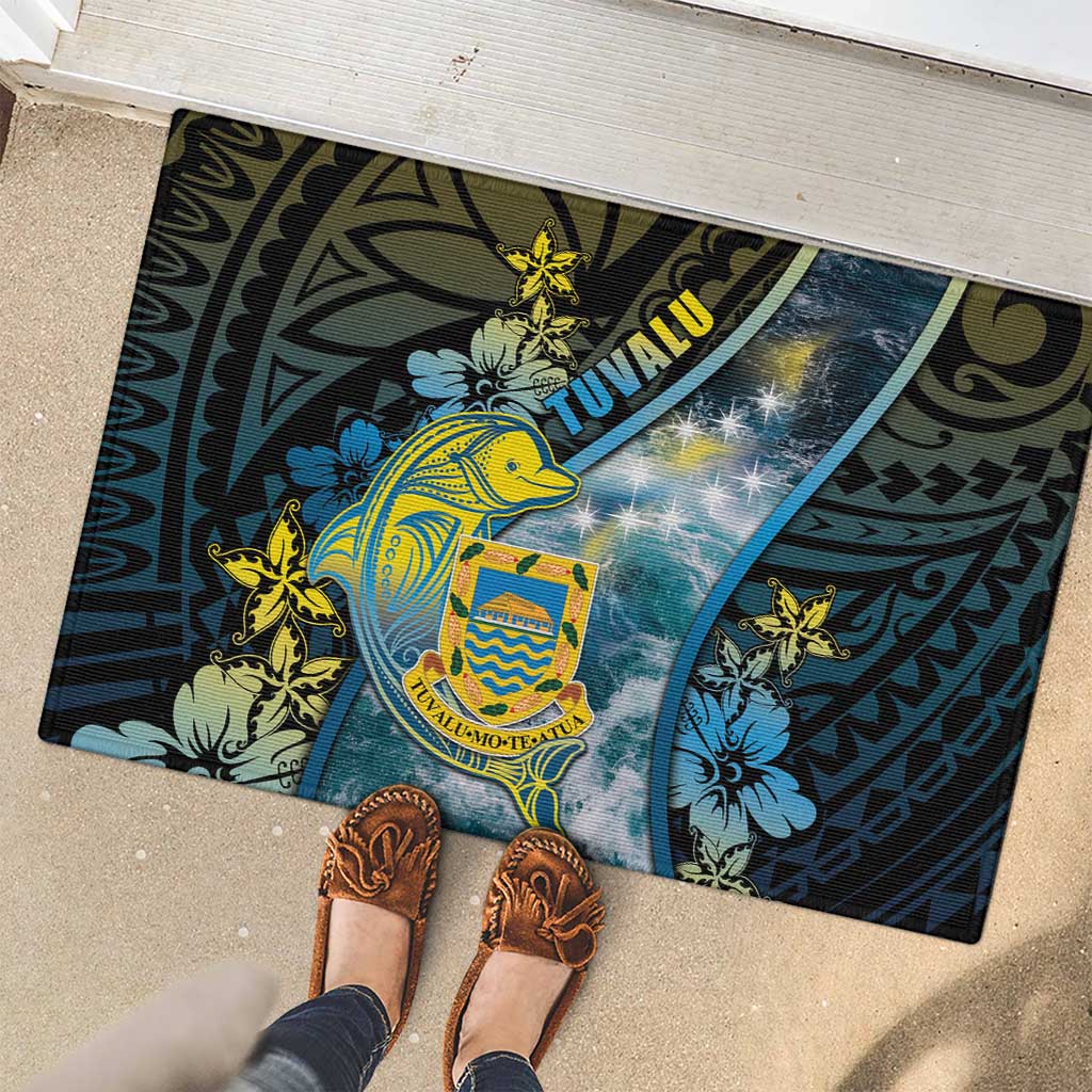 Tuvalu Rubber Doormat Dolphin On The Waves