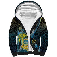 Personalised Tuvalu Sherpa Hoodie Dolphin On The Waves