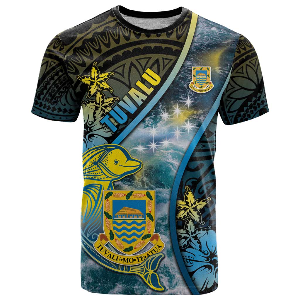 Personalised Tuvalu T Shirt Dolphin On The Waves