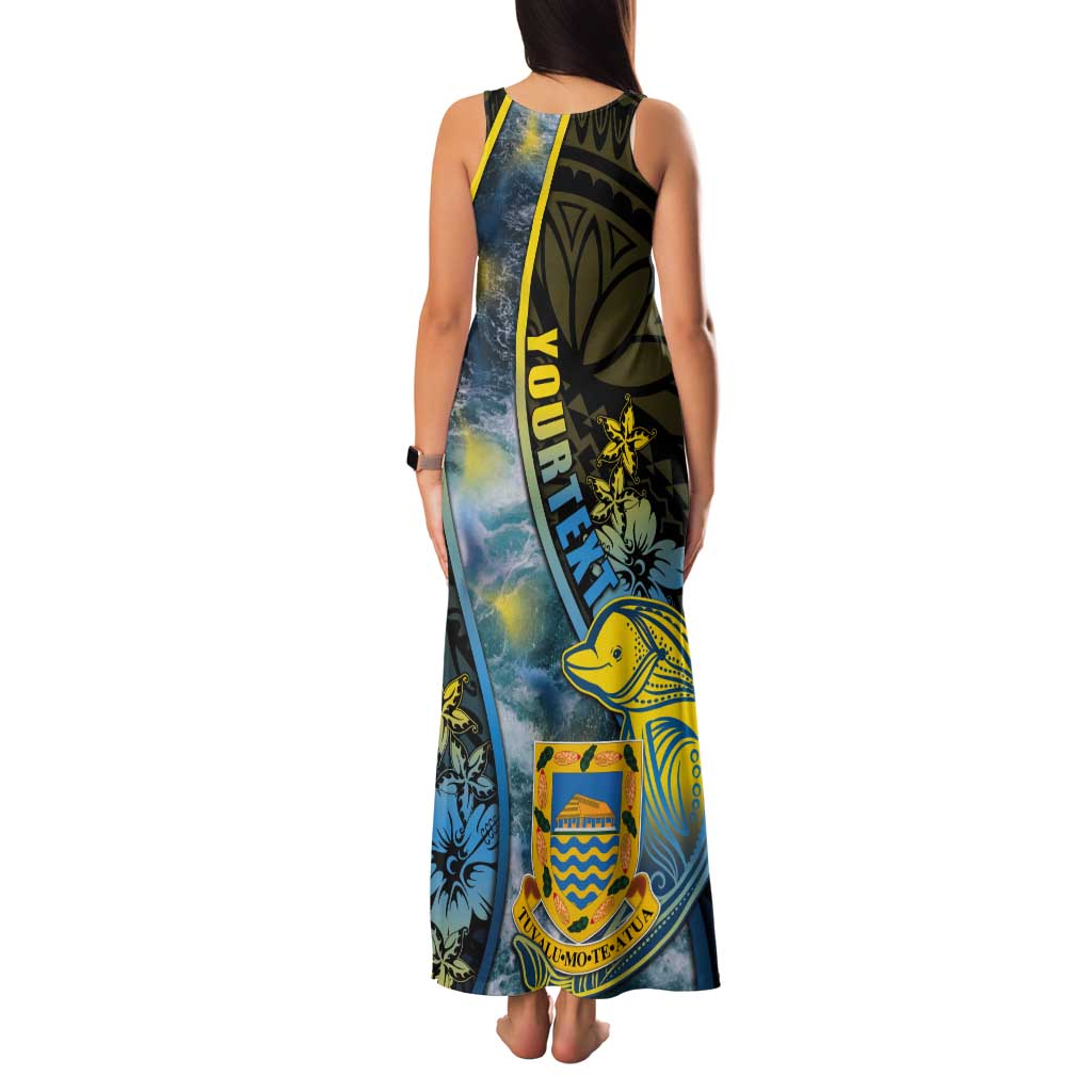 Personalised Tuvalu Tank Maxi Dress Dolphin On The Waves