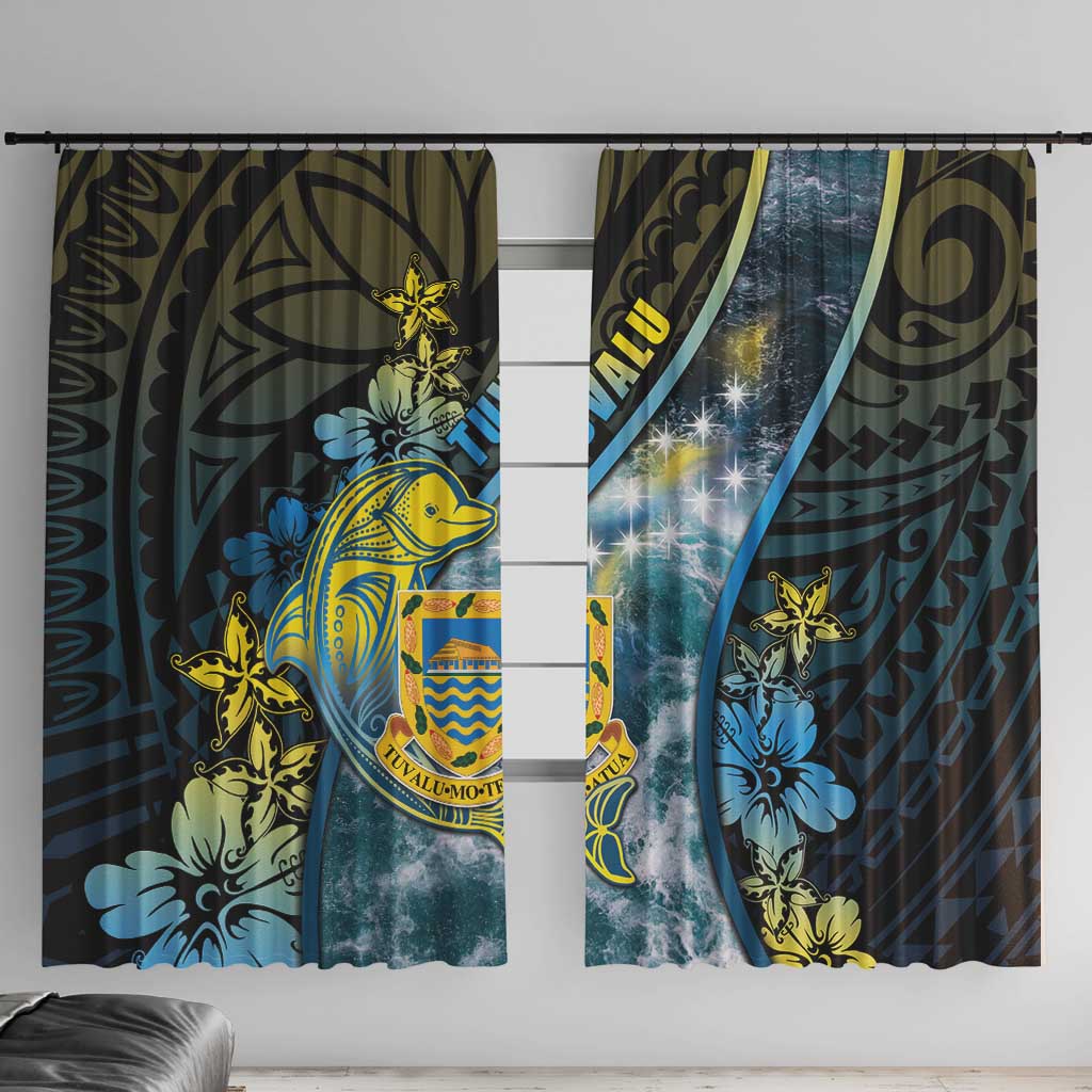 Tuvalu Window Curtain Dolphin On The Waves
