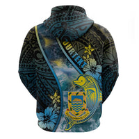 Personalised Tuvalu Zip Hoodie Dolphin On The Waves