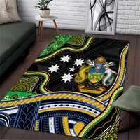 South Sea Islanders And Solomon Islands Area Rug Solomons Coat Of Arms And Southern Cross DT05 Black - Polynesian Pride