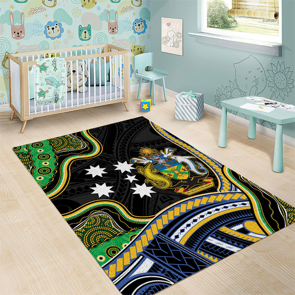 South Sea Islanders And Solomon Islands Area Rug Solomons Coat Of Arms And Southern Cross DT05 - Polynesian Pride