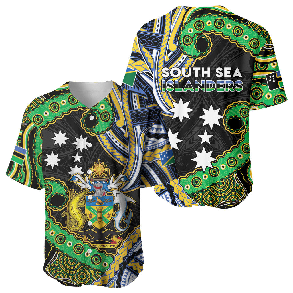 South Sea Islanders And Solomon Islands Baseball Jersey Solomons Coat Of Arms And Southern Cross DT05 - Polynesian Pride