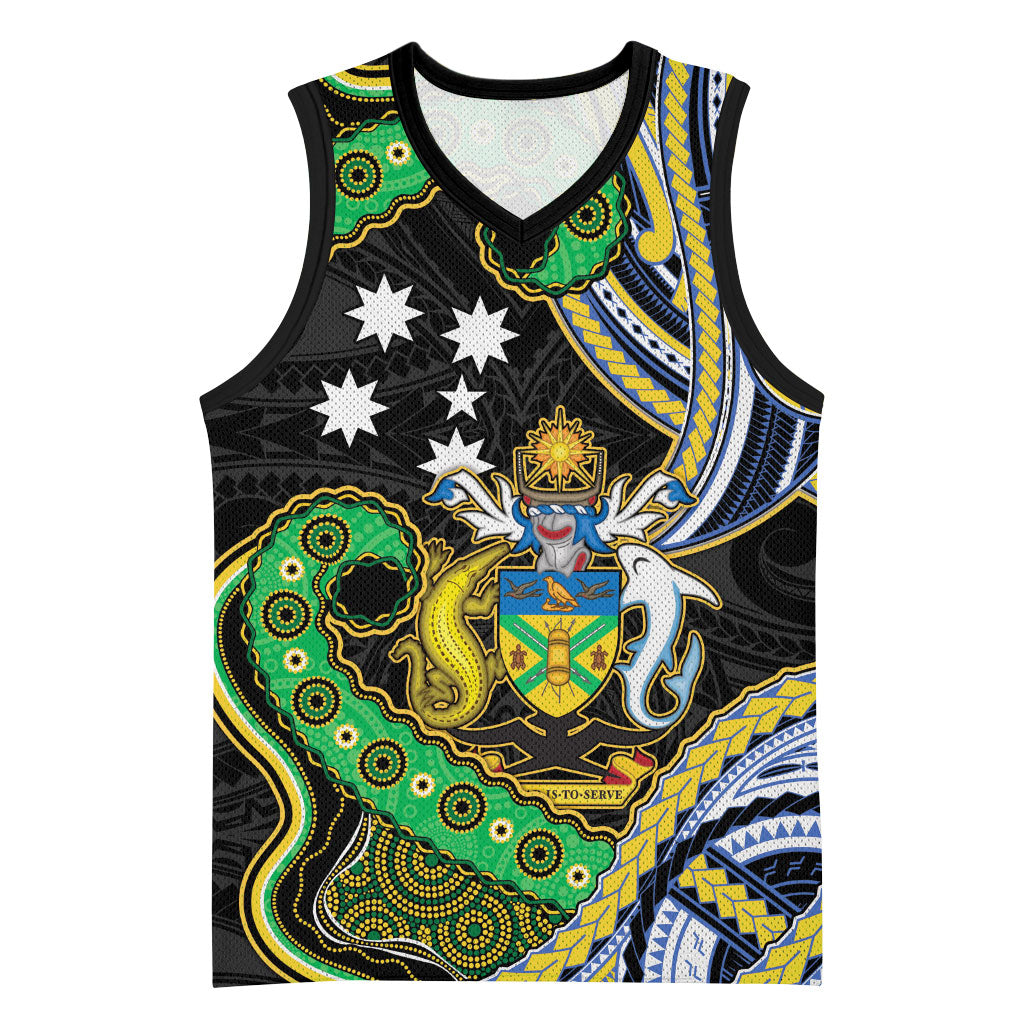 South Sea Islanders And Solomon Islands Basketball Jersey Solomons Coat Of Arms And Southern Cross DT05 Unisex Black - Polynesian Pride