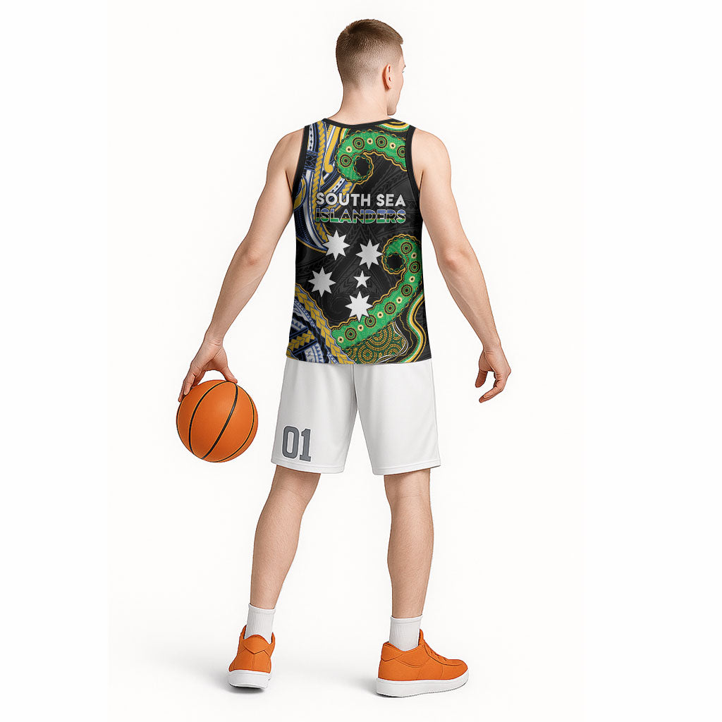 South Sea Islanders And Solomon Islands Basketball Jersey Solomons Coat Of Arms And Southern Cross DT05 - Polynesian Pride