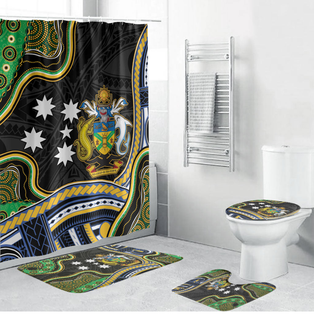 South Sea Islanders And Solomon Islands Bathroom Set Solomons Coat Of Arms And Southern Cross DT05 Bathroom Set (4 pcs) Black - Polynesian Pride