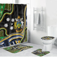 South Sea Islanders And Solomon Islands Bathroom Set Solomons Coat Of Arms And Southern Cross DT05 Bathroom Set (4 pcs) Black - Polynesian Pride