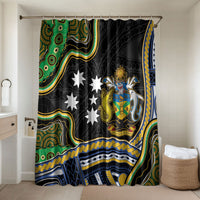South Sea Islanders And Solomon Islands Bathroom Set Solomons Coat Of Arms And Southern Cross DT05 Shower Curtain Only Black - Polynesian Pride
