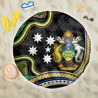 South Sea Islanders And Solomon Islands Beach Blanket Solomons Coat Of Arms And Southern Cross DT05 One Size 150cm Black - Polynesian Pride