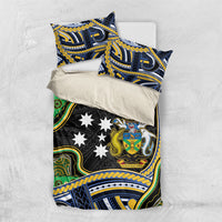 South Sea Islanders And Solomon Islands Bedding Set Solomons Coat Of Arms And Southern Cross DT05 US Twin 172cm x 218cm Black - Polynesian Pride