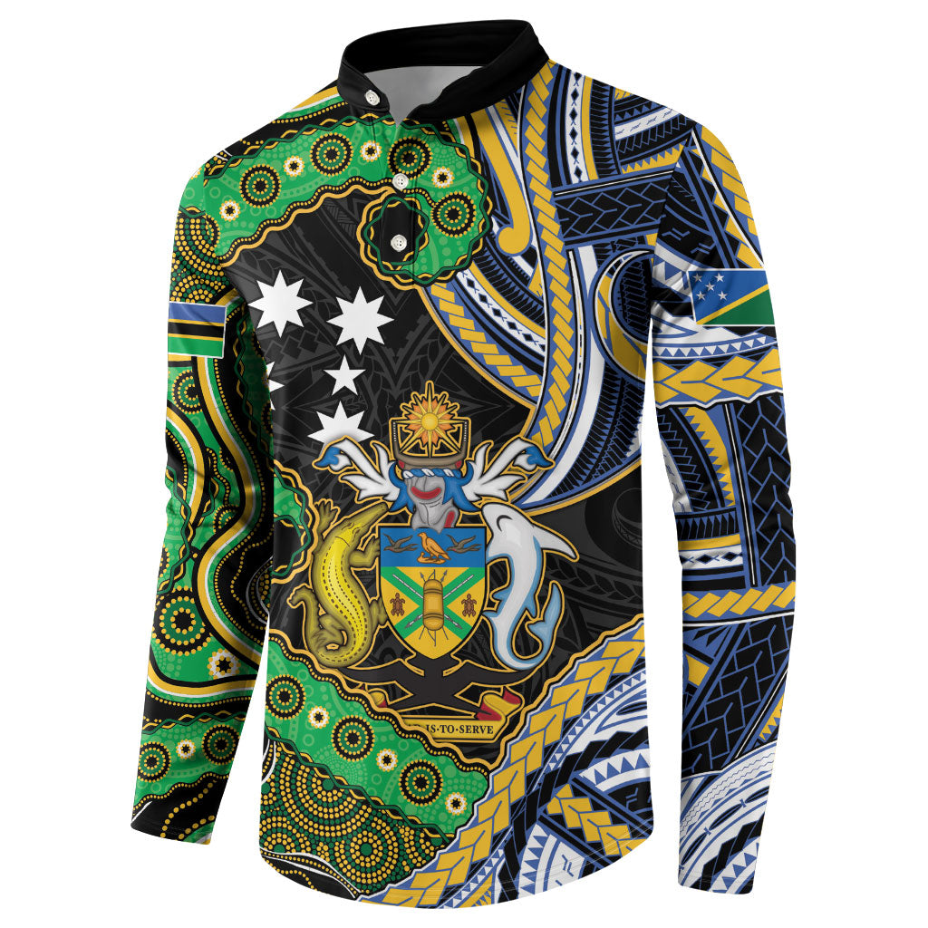 South Sea Islanders And Solomon Islands Button Sweatshirt Solomons Coat Of Arms And Southern Cross DT05 - Polynesian Pride