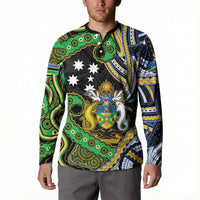 South Sea Islanders And Solomon Islands Button Sweatshirt Solomons Coat Of Arms And Southern Cross DT05 - Polynesian Pride