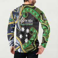 South Sea Islanders And Solomon Islands Button Sweatshirt Solomons Coat Of Arms And Southern Cross DT05 - Polynesian Pride
