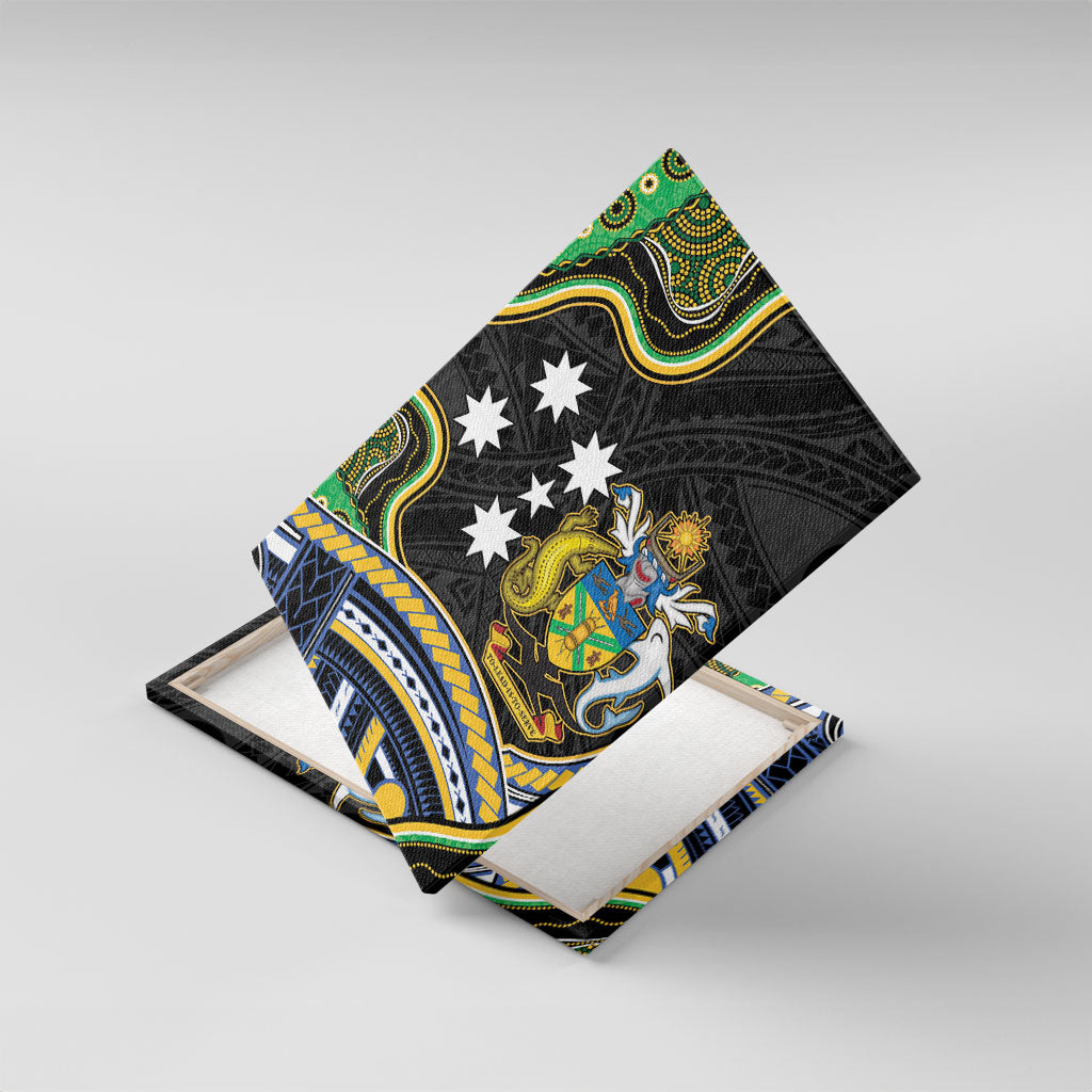 South Sea Islanders And Solomon Islands Canvas Wall Art Solomons Coat Of Arms And Southern Cross DT05 With Frame Black - Polynesian Pride