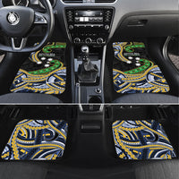 South Sea Islanders And Solomon Islands Car Mats Solomons Coat Of Arms And Southern Cross DT05 Set 4pcs Black - Polynesian Pride