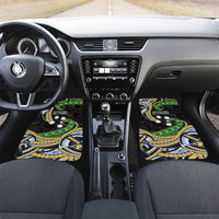 South Sea Islanders And Solomon Islands Car Mats Solomons Coat Of Arms And Southern Cross DT05 Set 2pcs - Front Black - Polynesian Pride