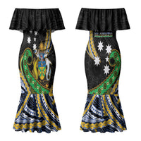 South Sea Islanders And Solomon Islands Couples Matching Mermaid Dress and Hawaiian Shirt Solomons Coat Of Arms And Southern Cross DT05 - Polynesian Pride