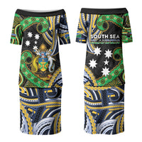 South Sea Islanders And Solomon Islands Couples Matching Puletasi and Long Sleeve Button Shirt Solomons Coat Of Arms And Southern Cross DT05 - Polynesian Pride