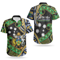 South Sea Islanders And Solomon Islands Couples Matching Short Sleeve Bodycon Dress and Hawaiian Shirt Solomons Coat Of Arms And Southern Cross DT05 - Polynesian Pride