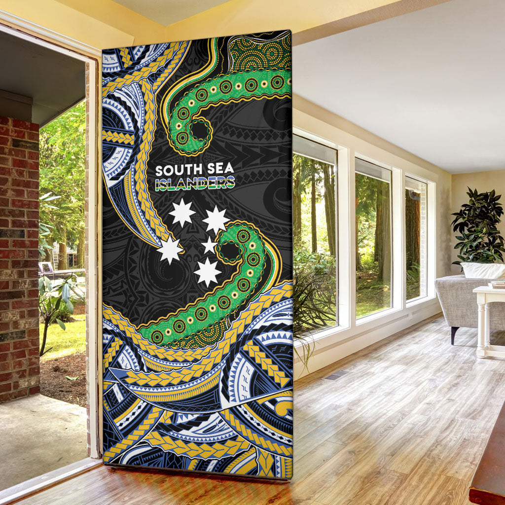 South Sea Islanders And Solomon Islands Door Cover Solomons Coat Of Arms And Southern Cross DT05 - Polynesian Pride