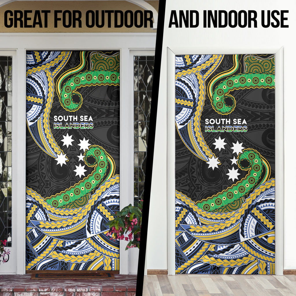 South Sea Islanders And Solomon Islands Door Cover Solomons Coat Of Arms And Southern Cross DT05 - Polynesian Pride