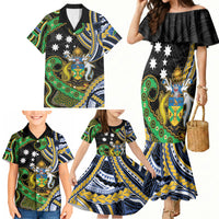 South Sea Islanders And Solomon Islands Family Matching Mermaid Dress and Hawaiian Shirt Solomons Coat Of Arms And Southern Cross DT05 - Polynesian Pride
