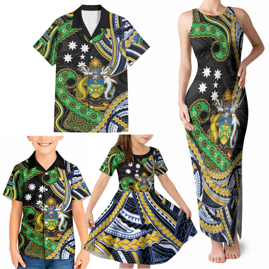 South Sea Islanders And Solomon Islands Family Matching Tank Maxi Dress and Hawaiian Shirt Solomons Coat Of Arms And Southern Cross DT05 - Polynesian Pride