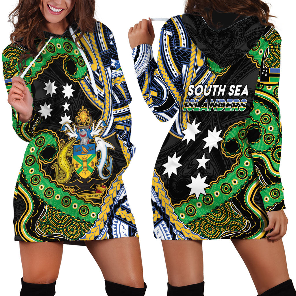 South Sea Islanders And Solomon Islands Hoodie Dress Solomons Coat Of Arms And Southern Cross DT05 - Polynesian Pride
