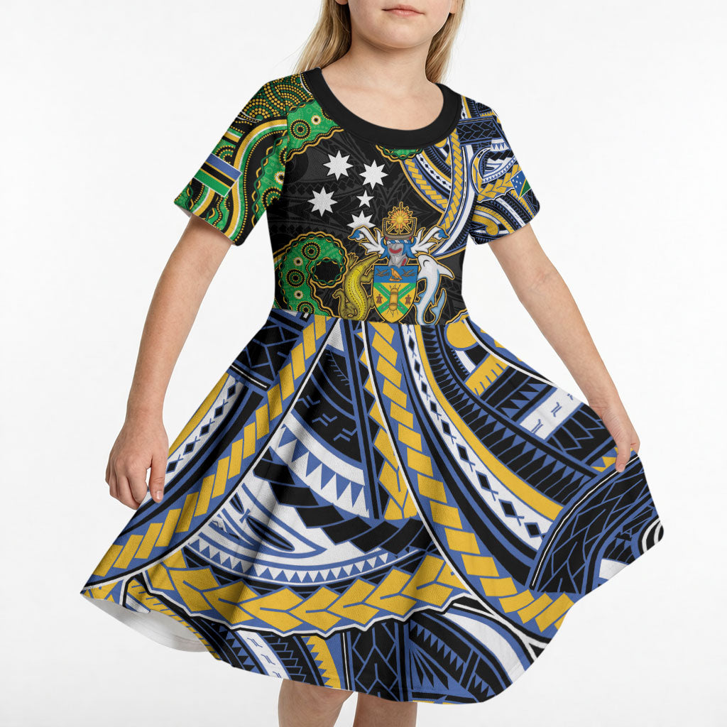 South Sea Islanders And Solomon Islands Kid Short Sleeve Dress Solomons Coat Of Arms And Southern Cross DT05 - Polynesian Pride