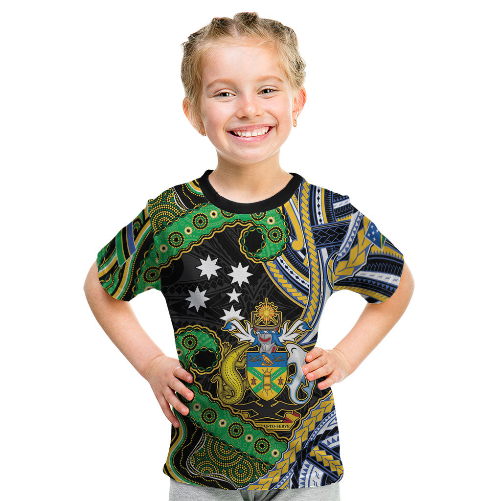South Sea Islanders And Solomon Islands Kid T Shirt Solomons Coat Of Arms And Southern Cross DT05 Black - Polynesian Pride