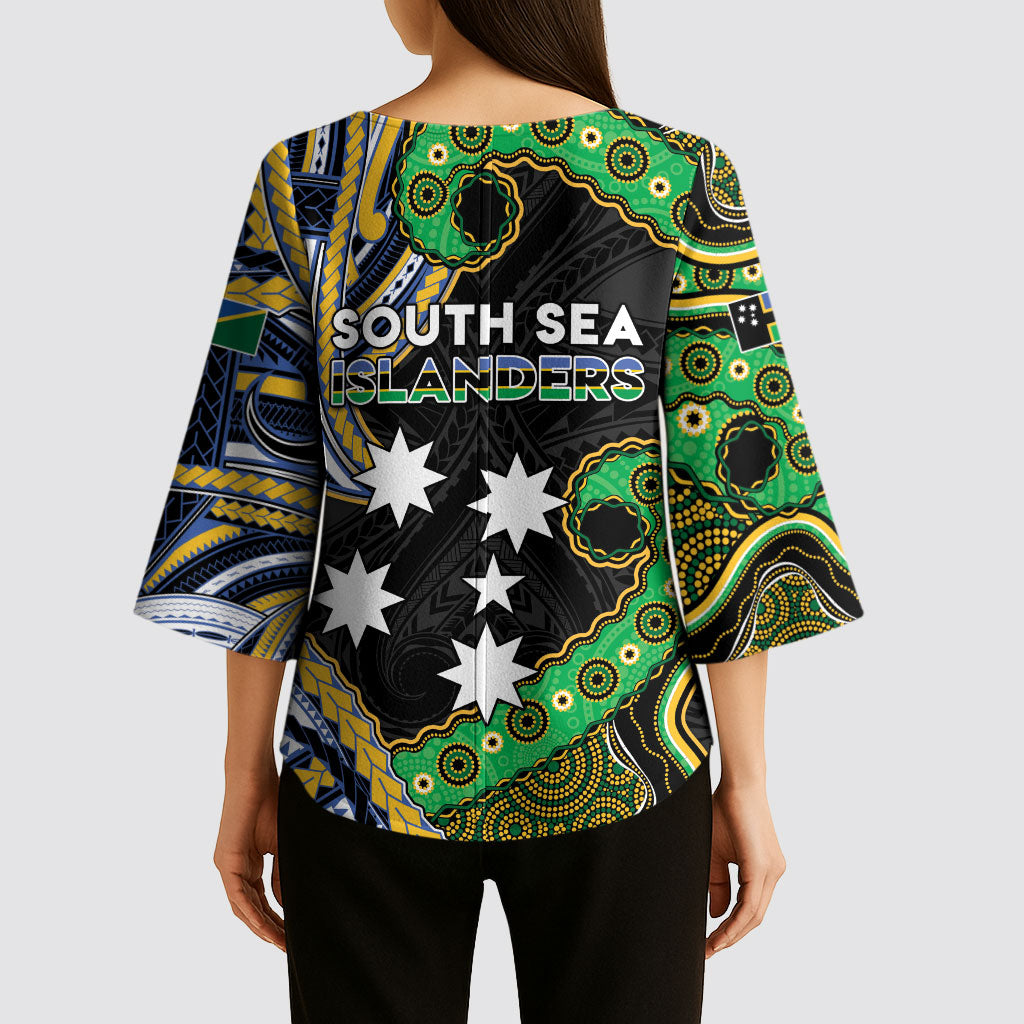 South Sea Islanders And Solomon Islands Kimono Sleeve Blouse Solomons Coat Of Arms And Southern Cross DT05 - Polynesian Pride