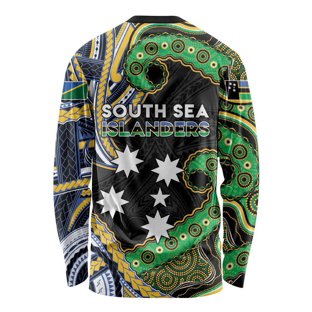 South Sea Islanders And Solomon Islands Long Sleeve Shirt Solomons Coat Of Arms And Southern Cross DT05 - Polynesian Pride