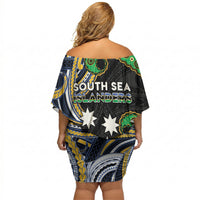 South Sea Islanders And Solomon Islands Off Shoulder Short Dress Solomons Coat Of Arms And Southern Cross DT05 - Polynesian Pride