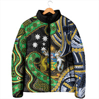 South Sea Islanders And Solomon Islands Padded Jacket Solomons Coat Of Arms And Southern Cross DT05 - Polynesian Pride