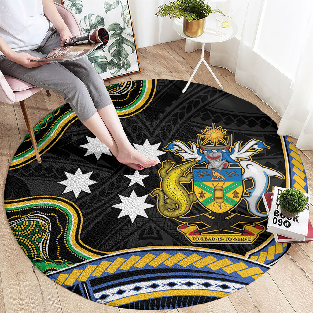 South Sea Islanders And Solomon Islands Round Carpet Solomons Coat Of Arms And Southern Cross DT05 - Polynesian Pride