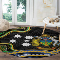 South Sea Islanders And Solomon Islands Round Carpet Solomons Coat Of Arms And Southern Cross DT05 - Polynesian Pride
