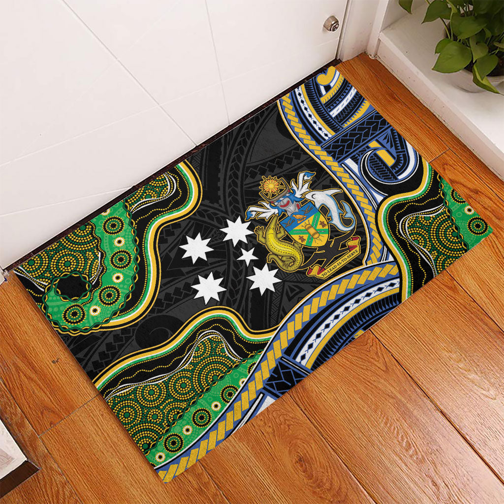 South Sea Islanders And Solomon Islands Rubber Doormat Solomons Coat Of Arms And Southern Cross DT05 - Polynesian Pride